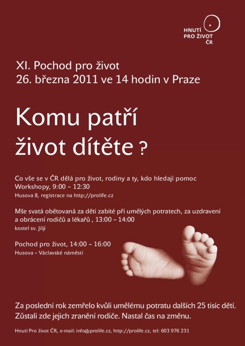 Leták Pochod pro život - Praha 26. 3. 2011