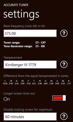 Accurate Tuner Pro - Settings